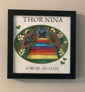 Rainbow Bridge Personalized Pet Memorial 3D Layered Art Shadowbox