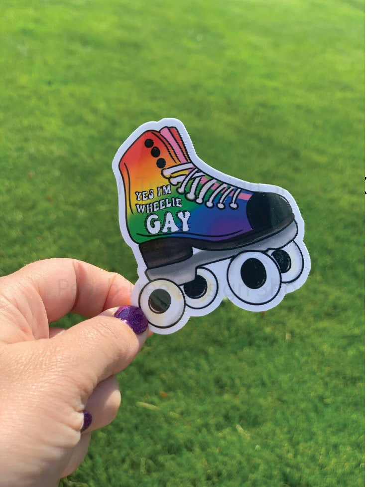 Skate Not Hate Pride Flag Sticker, LGBTQ Gift, Asexual Pride, Trans Pride Laptop, Bi Pride Water Bottle, Pansexual Sticker, Roller Skate