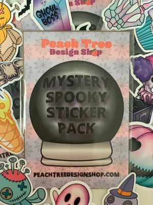 Mystery Spooky Sticker Pack, Scary Gift, Halloween Stickers, Creepy Water bottle sticker, pastel goth, Ghost gift, Halloween sticker bundle
