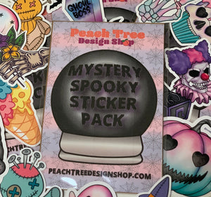 
            
                Load image into Gallery viewer, Mystery Spooky Sticker Pack, Scary Gift, Halloween Stickers, Creepy Water bottle sticker, pastel goth, Ghost gift, Halloween sticker bundle
            
        