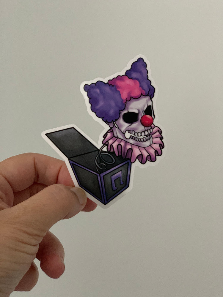Creepy Clown Jack-in-the Box Halloween Stickers