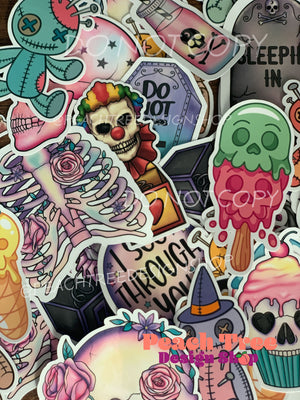 Mystery Spooky Sticker Pack, Ghost Stickers, Halloween Flair, Creepy Water bottle sticker, pastel goth, creepy sticker, pastelloween
