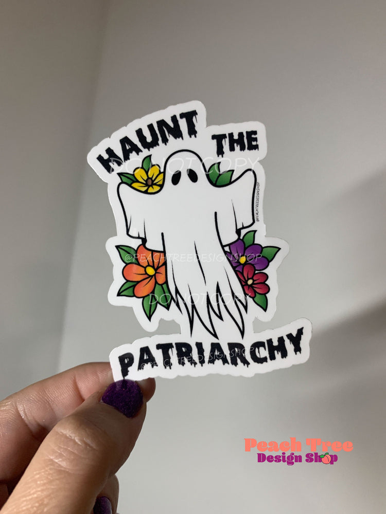Haunt The Patriarchy Spooky Ghost Sticker, Spooky Babe Water Bottle Sticker, Women's Rights Decal, Pro Roe Laptop Sticker, Tattoo Sticker