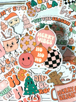 Retro Holiday Christmas Sticker Pack, Laptop Decal, Water Bottle Label Pack