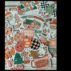 
            
                Load image into Gallery viewer, Retro Holiday Christmas Sticker Pack, Laptop Decal, Water Bottle Label Pack
            
        