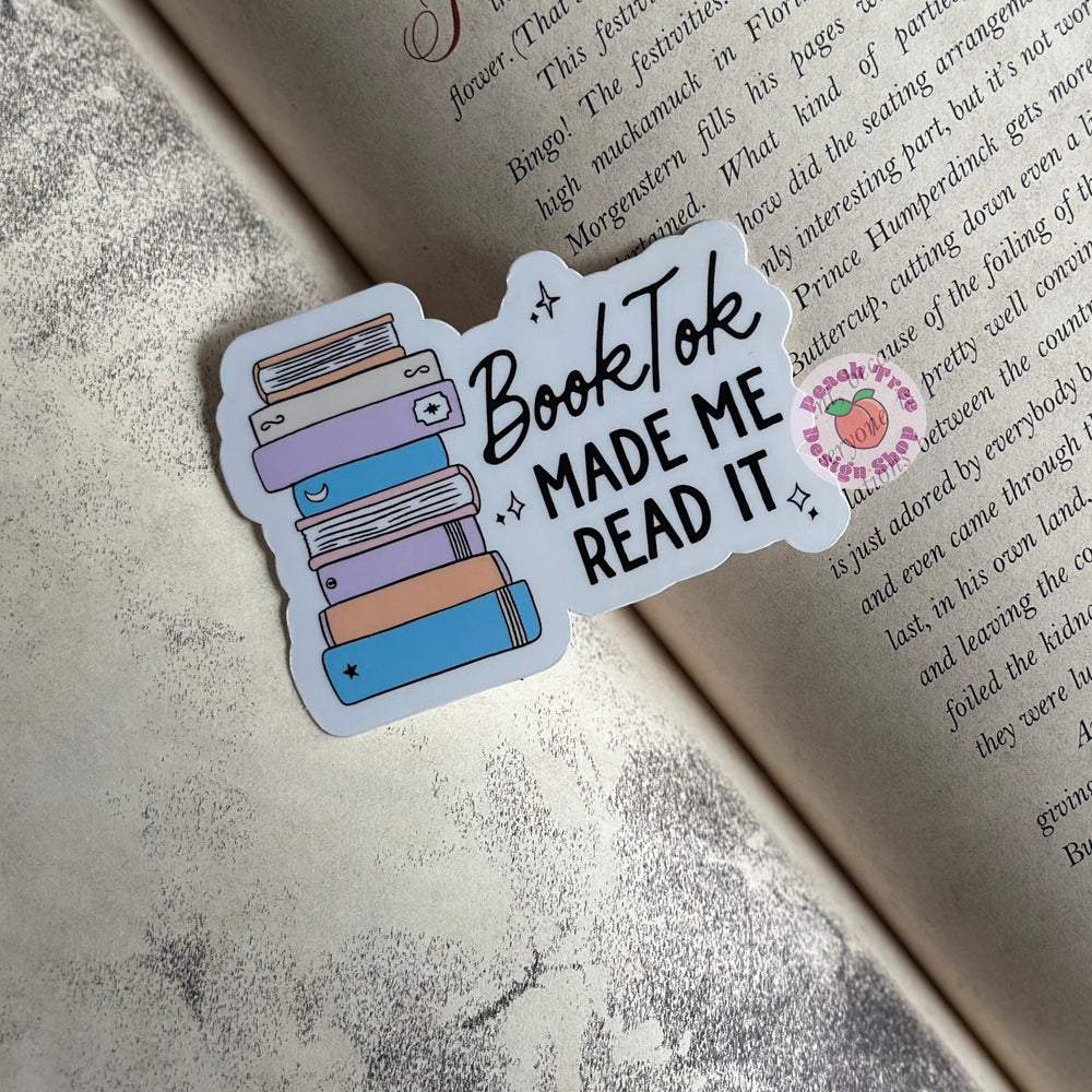 BookTok Made Me Read It Sticker, Book Lover Stickers, Water bottle stickers Kindle Sticker, Laptop Decal, Book Lover Gift, Bibliophile Gift