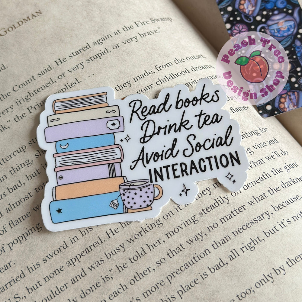Tea and Books Sticker, Book Stickers