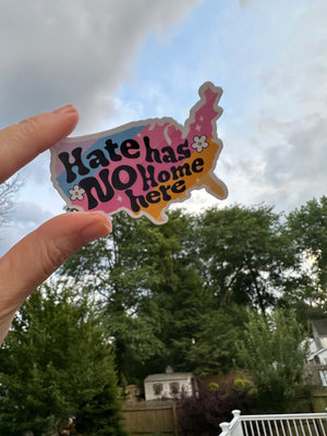 Hate Has No Home Here Sticker, LGBTQ community, Women's Rights, Social Justice, Equality, USA sticker, Peace Laptop Decal, Retro Love Label