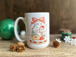 Snowman Mug Gift, Christmas gift, Snowglobe mug, Secret Santa Gift, Retro Christmas mug, Cute Christmas mug, Classic Christmas mug, Xmas