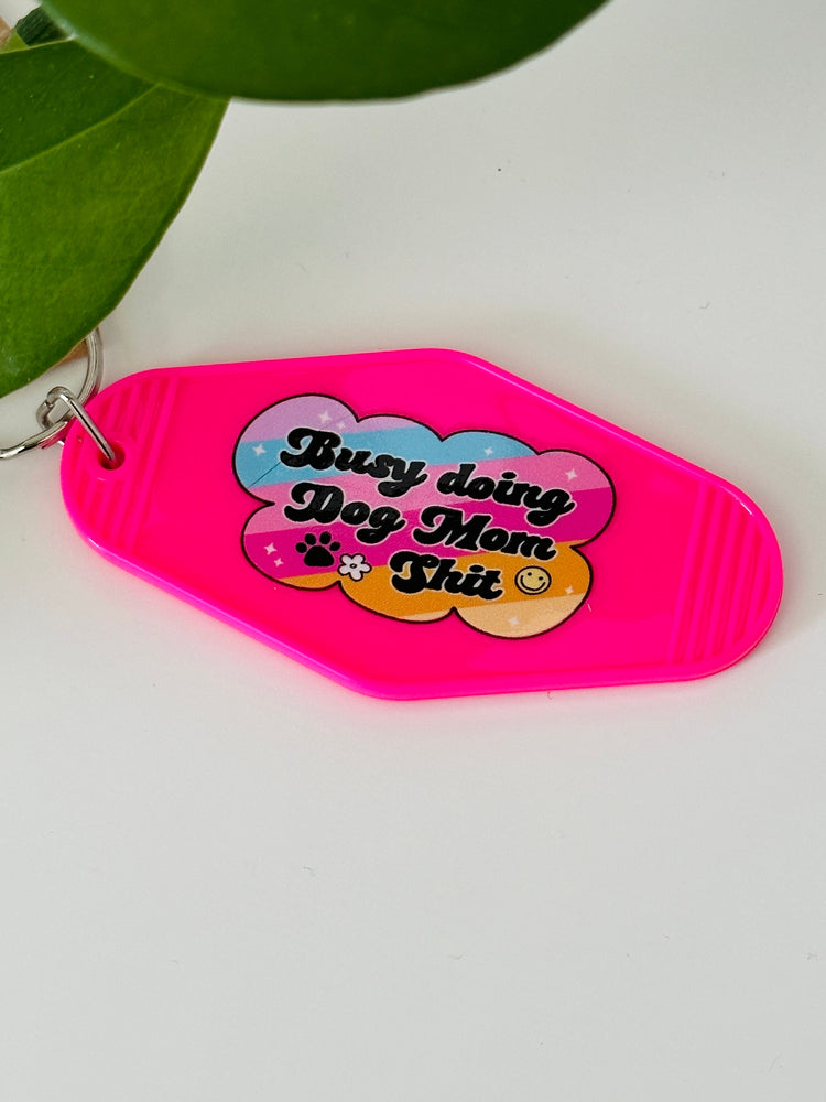 Dog Mom Keychain, Motel Keychain Funny, Cute Dog Gifts, Gifts for Friends, New Home Gift, Retro Keychain Women, Dog Lover Gift, Car Keychain