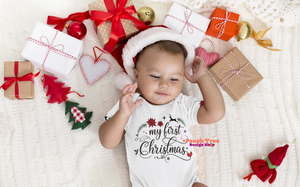 
            
                Load image into Gallery viewer, Adorable onesie featuring custom My First Christmas Design for your little&amp;#39;s one first year waiting for Santa!
            
        