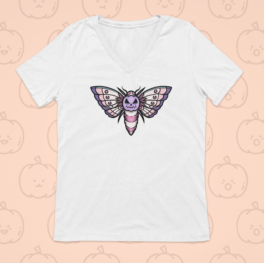 
            
                Load image into Gallery viewer, Pastelloween Moth Unisex Jersey Short Sleeve V-Neck Tee
            
        