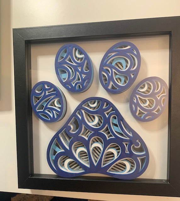 
            
                Load image into Gallery viewer, Custom 3D Paw Mandala Layered Art Shadowbox - All Colors Available
            
        