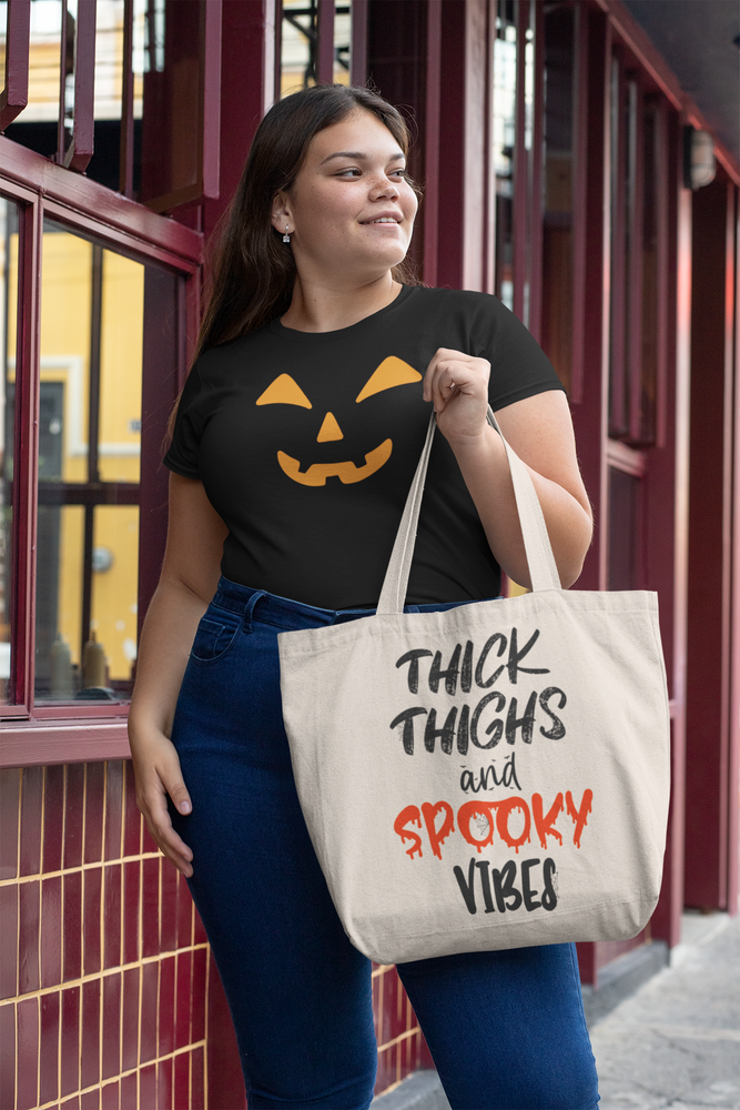 Thick Thighs & Spooky Vibes Canvas Tote Bag