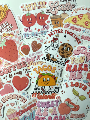 
            
                Load image into Gallery viewer, Fun with Food Retro Valentine&amp;#39;s Day Sticker Pack
            
        