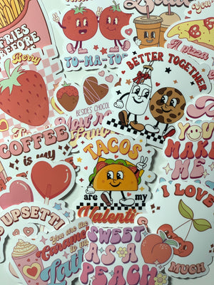 
            
                Load image into Gallery viewer, Fun with Food Retro Valentine&amp;#39;s Day Sticker Pack
            
        