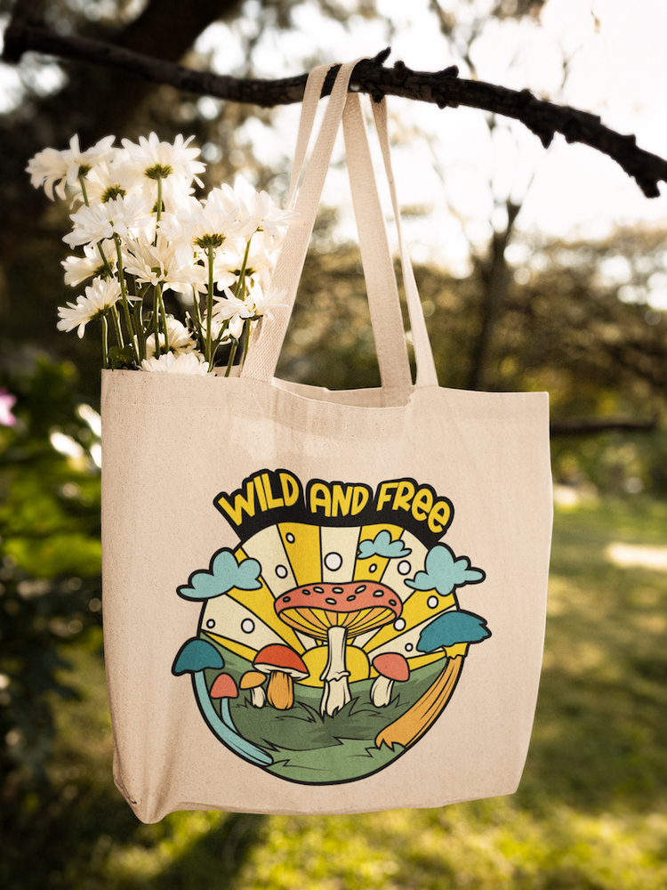 Wild and Free Mushroom Canvas Tote Bag