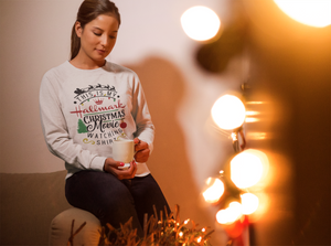 
            
                Load image into Gallery viewer, This is my Hallmark Christmas Movie Watching Shirt white sweatshirt with red and green accents. 
            
        